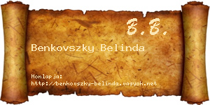 Benkovszky Belinda névjegykártya